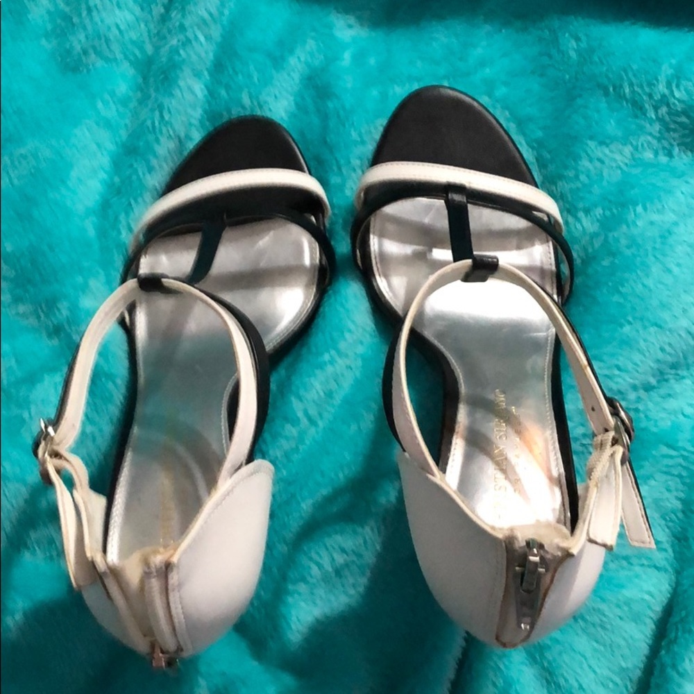 Black and White Open Toe Heel